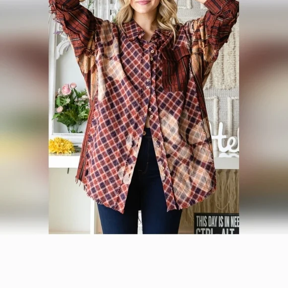 NWT Blue Velvet Plaid Button Down Shirt Size Medium - Cool Detailing! - Picture 4 of 16